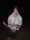 Stephan Fuchslock with a Spotted Gully Shark caught on a Kob bait