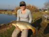 Samantha with a big Carp caught on Fly