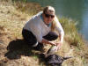 Aimee Harvey with a 1kg Rainbow Trout