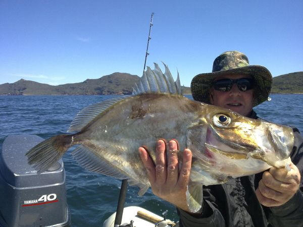 Andrew Hoek standing proudly with his Cape Dory